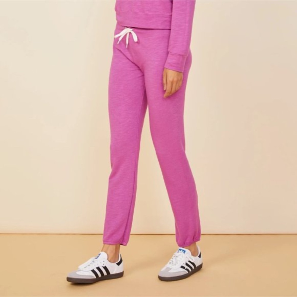 Monrow Supersoft Vintage Drawstring Elastic Waist Sweats Pink Small